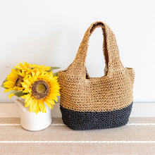 Women’s Summer Two Tone Simple Straw Shoulder Bag Purse for Beach, Vacation & Summer Outfits