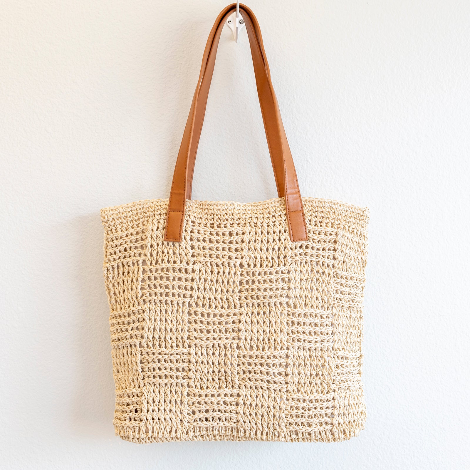 Women’s Large Straw Tote Work Bag for Beach, Vacation & Summer Outfits
