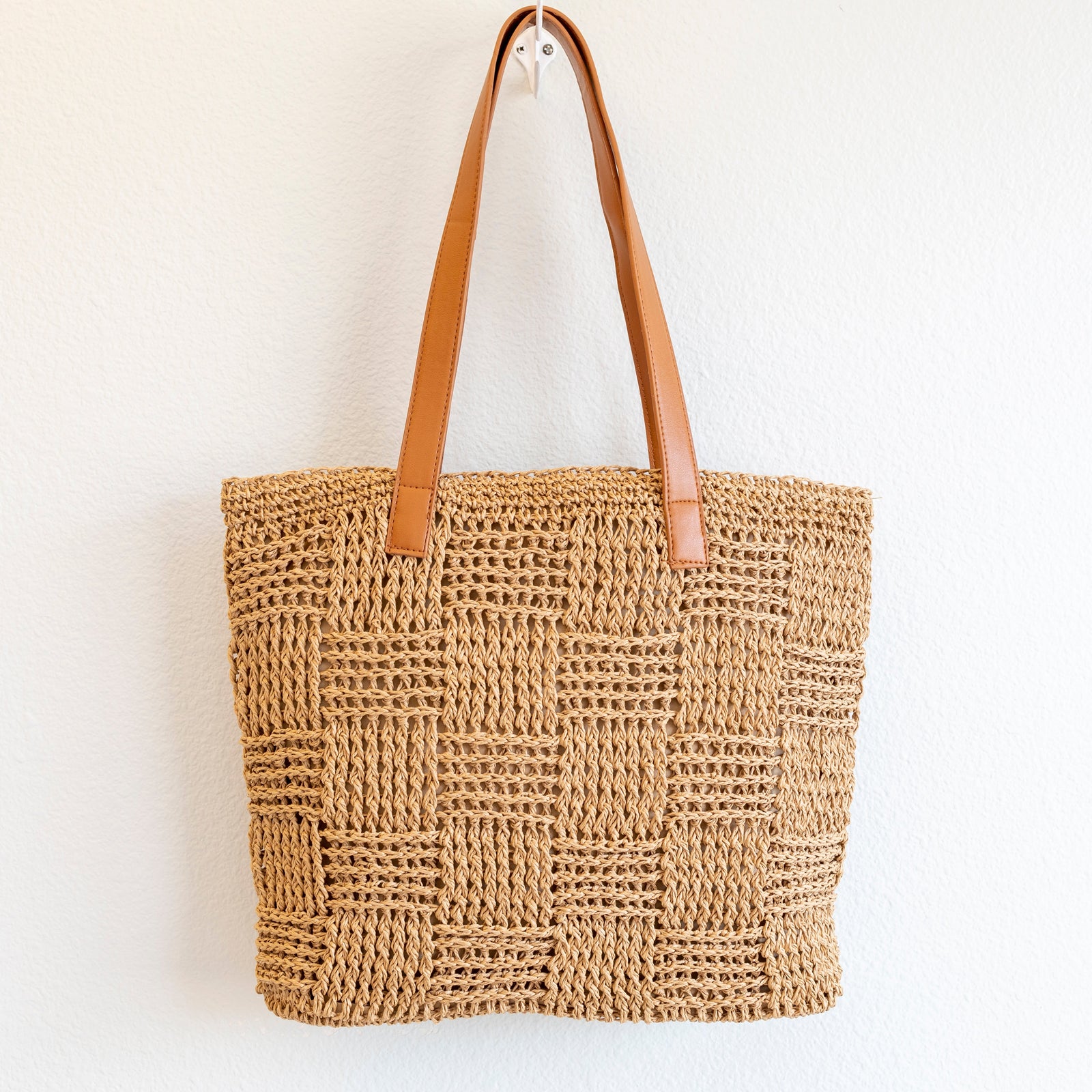 Women’s Large Straw Tote Work Bag for Beach, Vacation & Summer Outfits