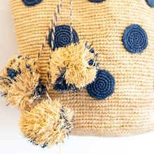Damen-Schultertasche aus Natur-Bast mit Polka Dots für Strand, Urlaub und Sommer-Outfits