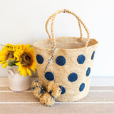 Women’s Natural Raffia Polka Dot Summer Beach Shoulder Tote for Beach, Vacation & Summer Outfits