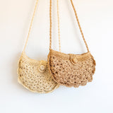 Women’s Floral Crescent Straw Crossbody Bag with Long Strap for Beach, Vacation & Summer Outfits