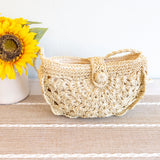 Women’s Floral Crescent Straw Crossbody Bag with Long Strap for Beach, Vacation & Summer Outfits