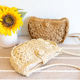 Women’s Floral Crescent Straw Crossbody Bag with Long Strap for Beach, Vacation & Summer Outfits