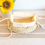 Women’s Floral Crescent Straw Crossbody Bag with Long Strap for Beach, Vacation & Summer Outfits
