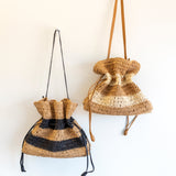 Women’s Stripe Straw Drawstring Bag Tote Bag for Beach, Vacation & Summer Outfits