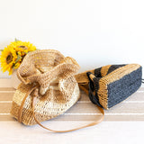 Women’s Stripe Straw Drawstring Bag Tote Bag for Beach, Vacation & Summer Outfits