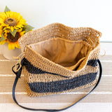 Women’s Stripe Straw Drawstring Bag Tote Bag for Beach, Vacation & Summer Outfits
