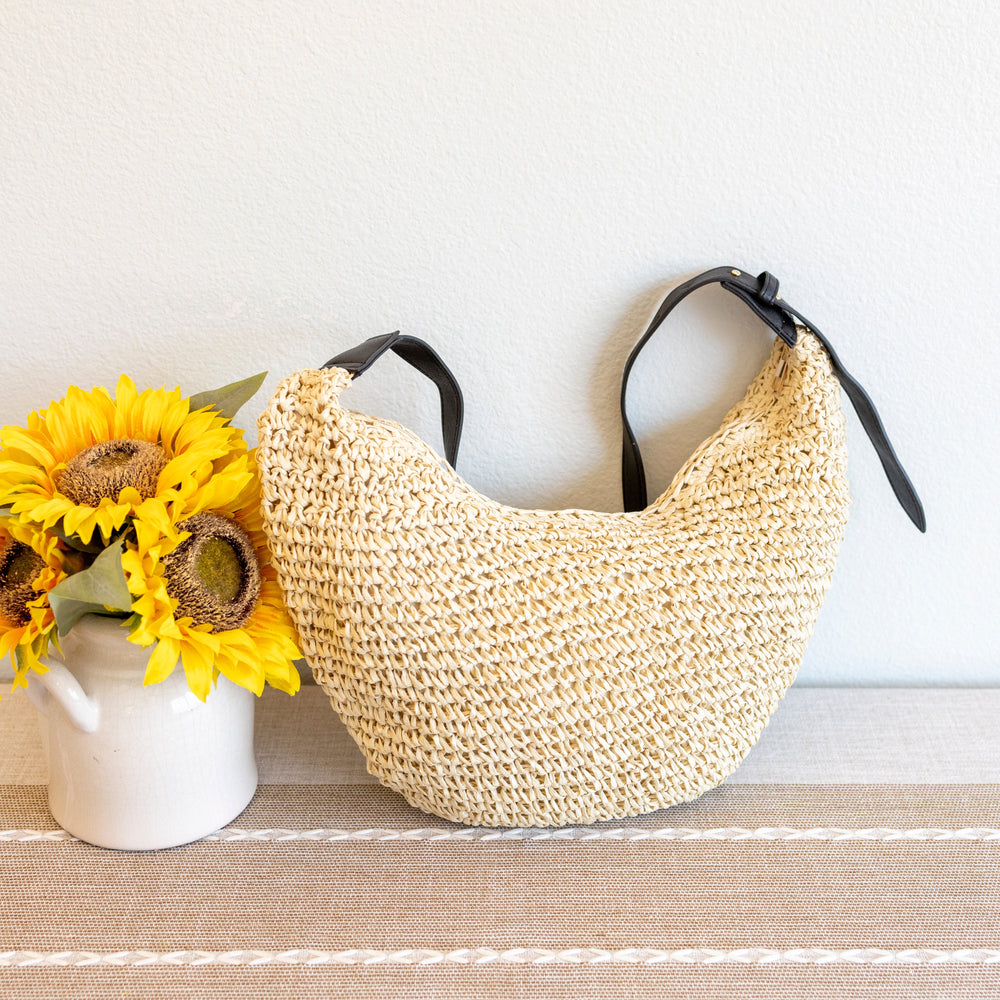 Women’s Large Straw Hobo Crossbody Bag for Beach, Vacation & Summer Outfits