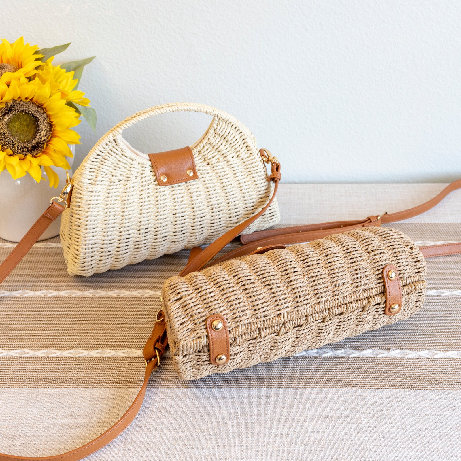 Women’s Straw Shell Shape Crossbody Hobo Bag for Beach, Vacation & Summer Outfits