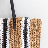 Women’s Striped Large Straw Woven Tote for Beach, Vacation & Summer Outfits