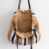 Women’s Striped Large Straw Woven Tote for Beach, Vacation & Summer Outfits