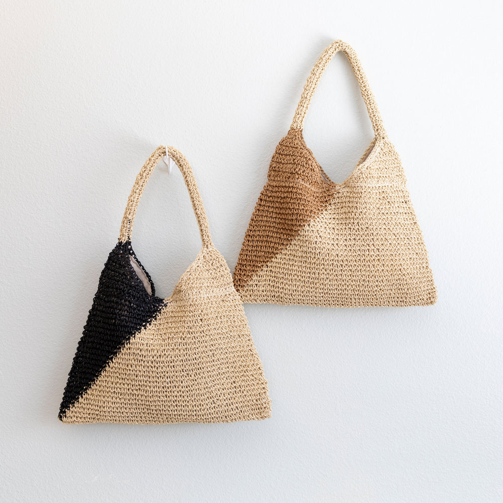 Damen Sommer Boho Einfache Zweifarbige Stroh-Umhängetasche für Strand, Urlaub & Sommer-Outfits