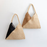 Women’s Summer Boho Simple Two-Tone Straw Shoulder Bag for Beach, Vacation & Summer Outfits
