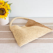 Women’s Summer Boho Simple Two-Tone Straw Shoulder Bag for Beach, Vacation & Summer Outfits