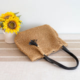 Women’s Straw Woven Tote with Leather Straps and Tassel for Beach, Vacation & Summer Outfits