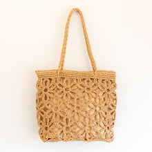 Women’s Long Handle Floral Design Straw Beach Tote for Beach, Vacation & Summer Outfits