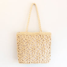 Women’s Long Handle Floral Design Straw Beach Tote for Beach, Vacation & Summer Outfits