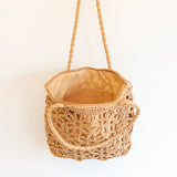 Women’s Long Handle Floral Design Straw Beach Tote for Beach, Vacation & Summer Outfits