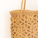 Women’s Long Handle Floral Design Straw Beach Tote for Beach, Vacation & Summer Outfits