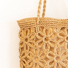 Women’s Long Handle Floral Design Straw Beach Tote for Beach, Vacation & Summer Outfits