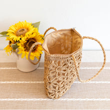 Women’s Long Handle Floral Design Straw Beach Tote for Beach, Vacation & Summer Outfits