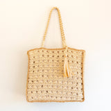 Women’s Straw Woven Shoulder Bag with Tassel Tote Bag for Beach, Vacation & Summer Outfits