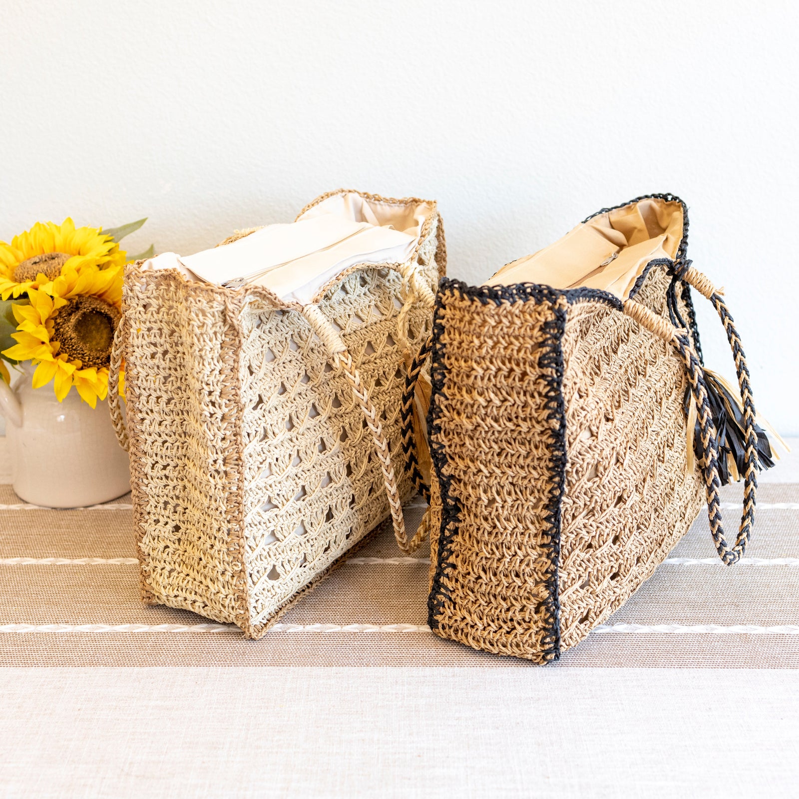 Women’s Straw Woven Shoulder Bag with Tassel Tote Bag for Beach, Vacation & Summer Outfits