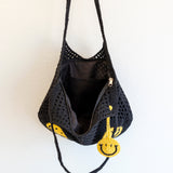 Women’s Cotton Crochet Handmade Shoulder Bag with Smiley Face Design for Boho Everyday Style & Gifts