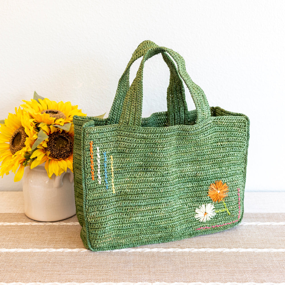 Damen kleine Baststroh-Handtasche Shopper für Strand, Urlaub & Sommeroutfits