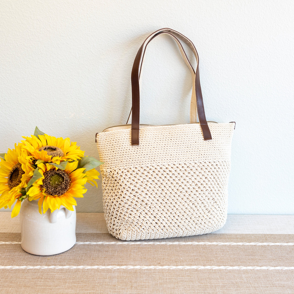 Women’s Crochet Cotton Handmade Retro Woven Shoulder Bag for Boho Everyday Style & Gifts