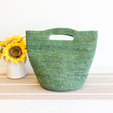 Women’s Hand Woven Raffia Beach Bag in Green Handbag for Beach, Vacation & Summer Outfits