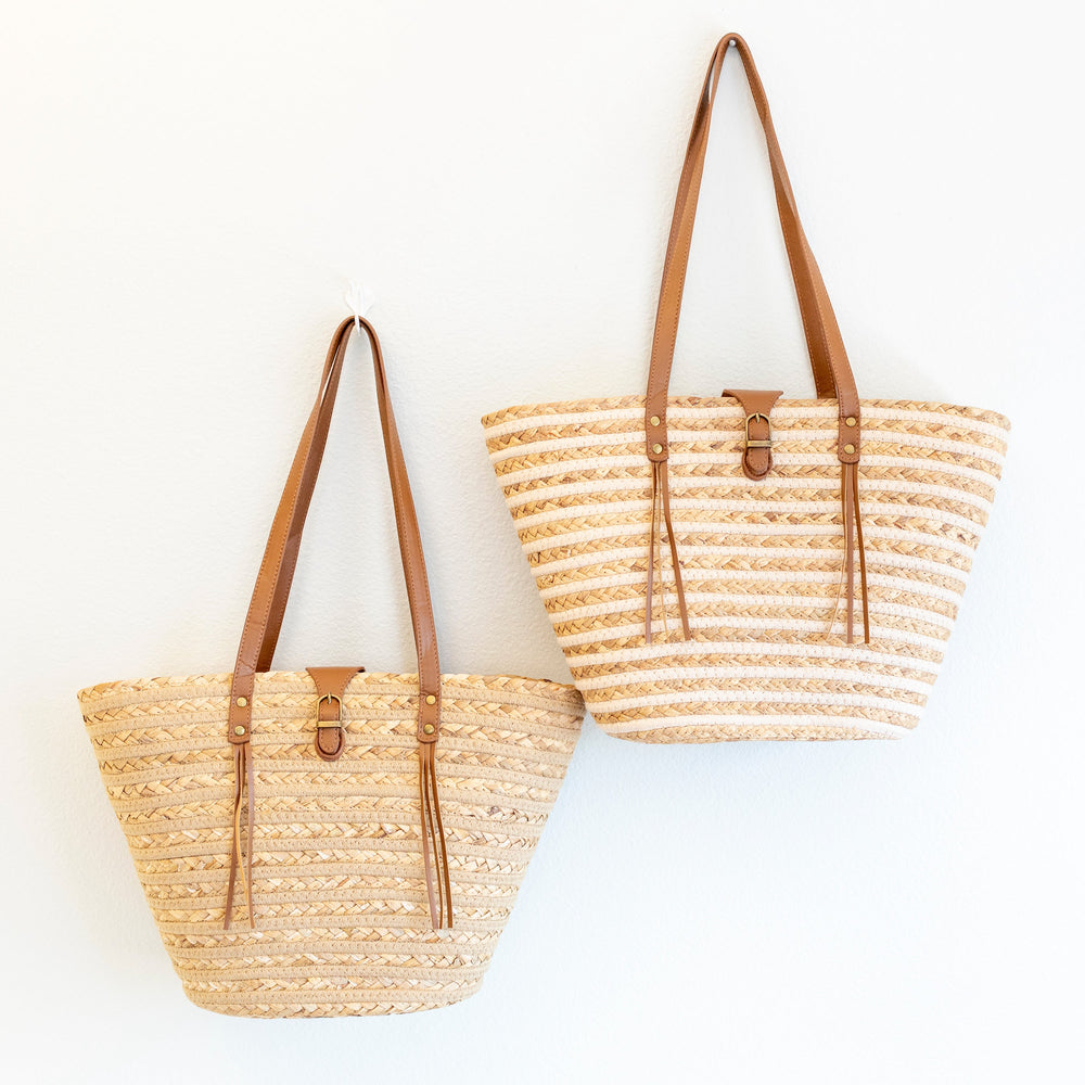 Women's Woven Straw Market Tote Bag for Beach, Vacation & Summer Outfits