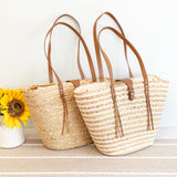 Women's Woven Straw Market Tote Bag for Beach, Vacation & Summer Outfits