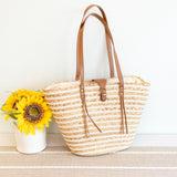 Women's Woven Straw Market Tote Bag for Beach, Vacation & Summer Outfits
