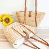 Women's Woven Straw Market Tote Bag for Beach, Vacation & Summer Outfits