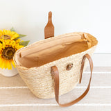 Women's Woven Straw Market Tote Bag for Beach, Vacation & Summer Outfits