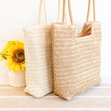 Women’s Retro Straw Woven Tote Bag for Beach, Vacation & Summer Outfits