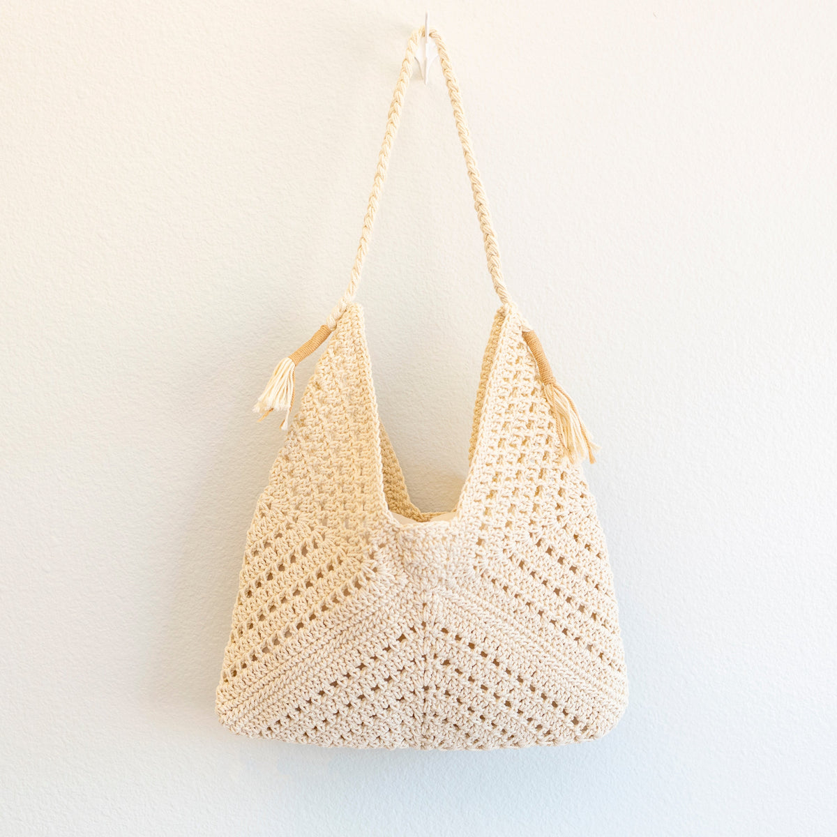 Women’s Retro Cotton Crochet Shoulder Bag Purse for Boho Everyday Style & Gifts
