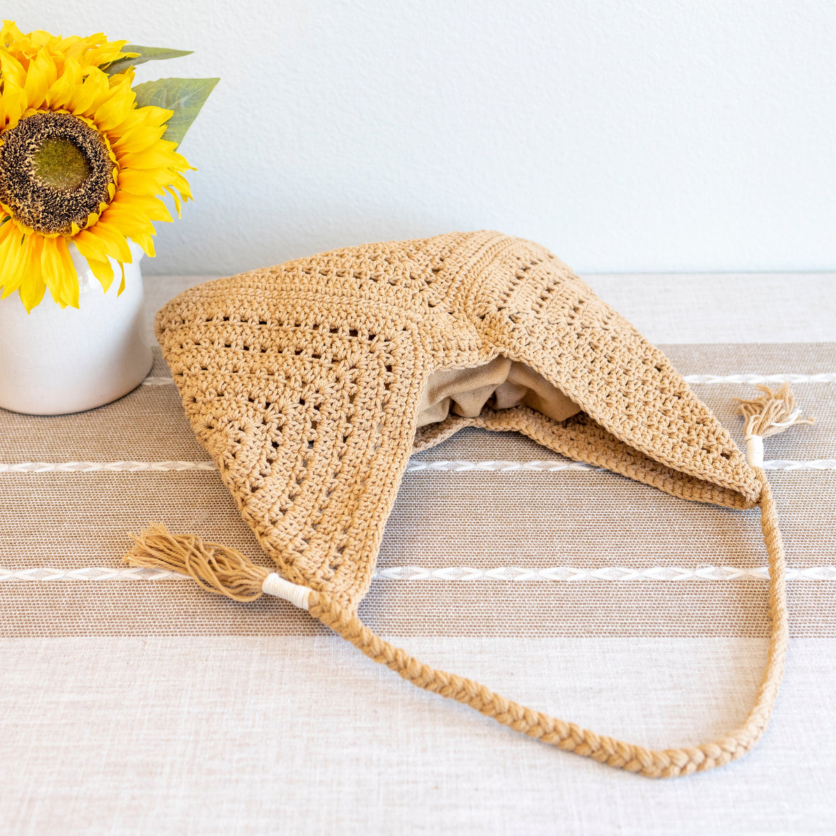 Women’s Retro Cotton Crochet Shoulder Bag Purse for Boho Everyday Style & Gifts