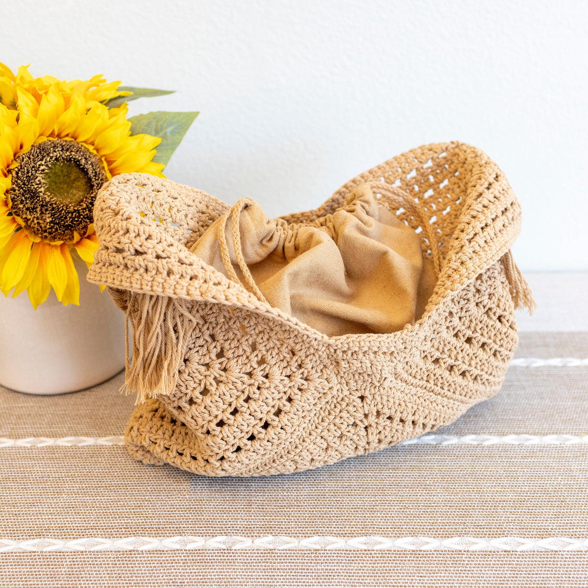 Women’s Retro Cotton Crochet Shoulder Bag Purse for Boho Everyday Style & Gifts