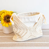 Women’s Retro Cotton Crochet Shoulder Bag Purse for Boho Everyday Style & Gifts