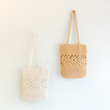 Women’s Crochet Medium Cotton Bag with Floral Design Purse for Boho Everyday Style & Gifts