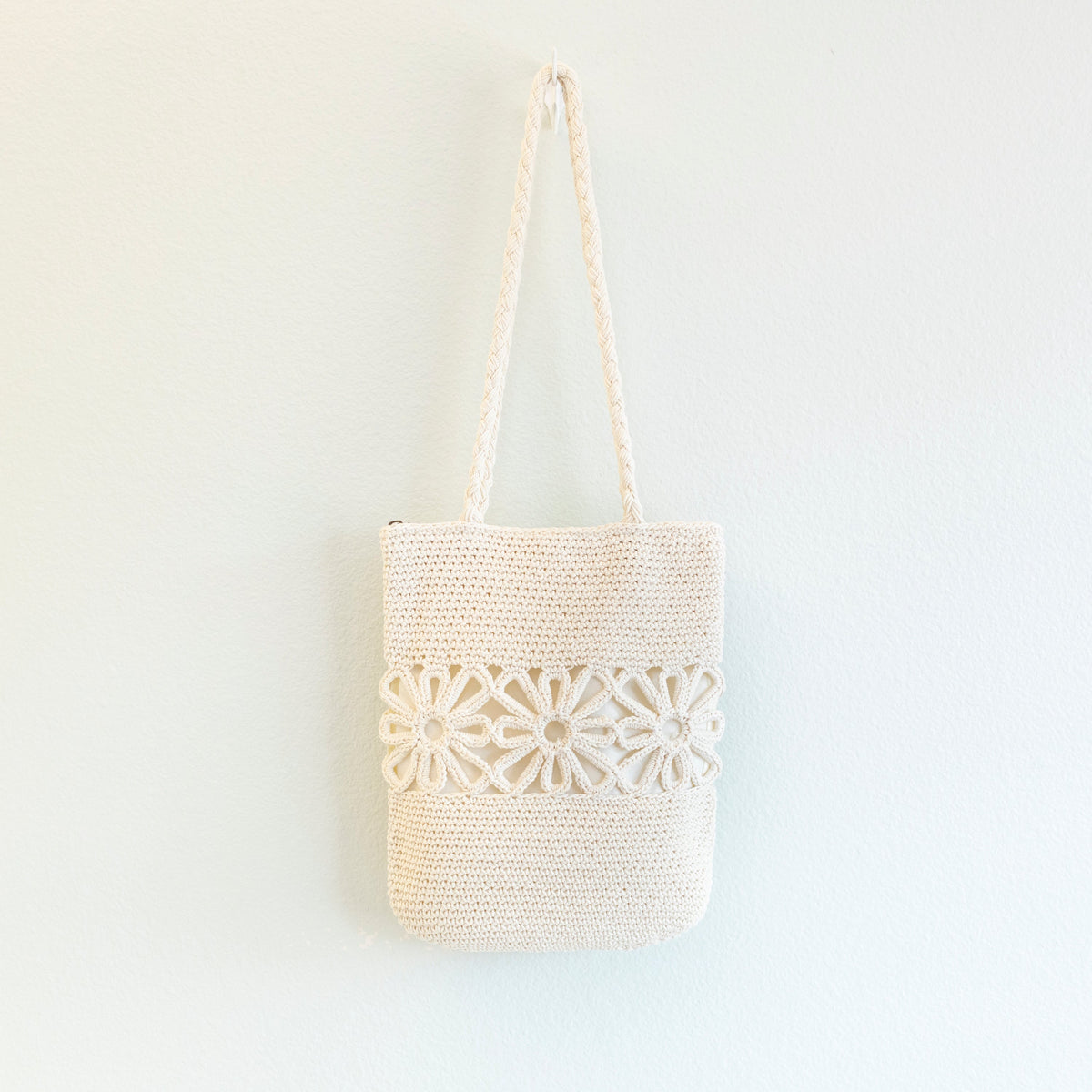 Women’s Crochet Medium Cotton Bag with Floral Design Purse for Boho Everyday Style & Gifts