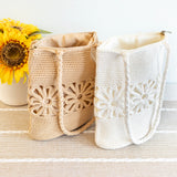 Women’s Crochet Medium Cotton Bag with Floral Design Purse for Boho Everyday Style & Gifts