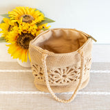 Women’s Crochet Medium Cotton Bag with Floral Design Purse for Boho Everyday Style & Gifts