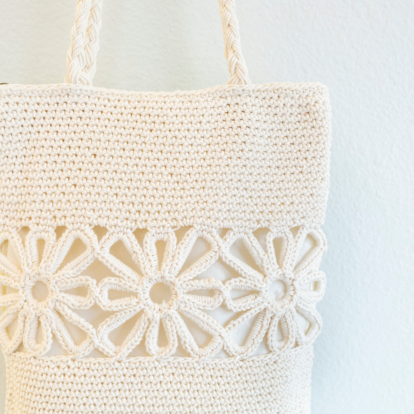 Women’s Crochet Medium Cotton Bag with Floral Design Purse for Boho Everyday Style & Gifts