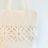 Women’s Crochet Medium Cotton Bag with Floral Design Purse for Boho Everyday Style & Gifts