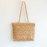Women’s Straw Woven Tote with Floral Design for Beach, Vacation & Summer Outfits