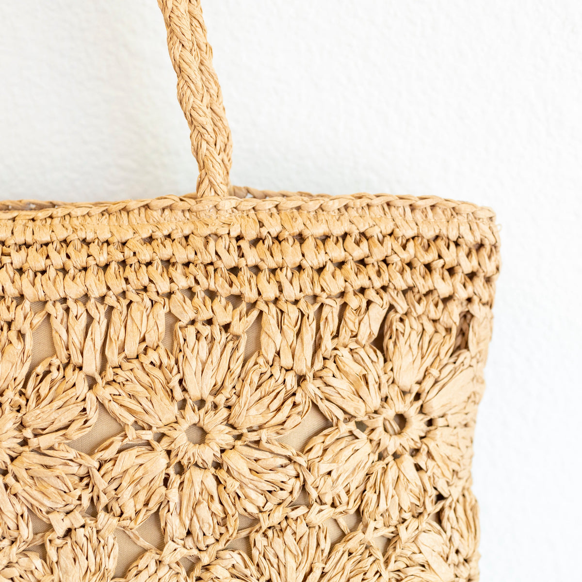 Women’s Straw Woven Tote with Floral Design for Beach, Vacation & Summer Outfits
